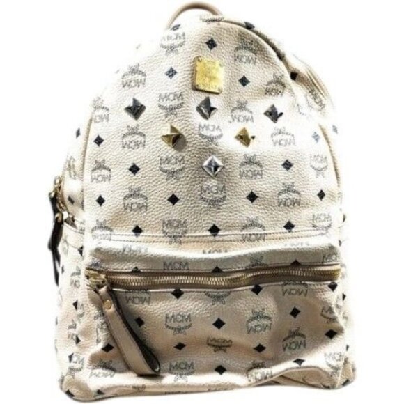 (L4) MCM Backpack Bag Beige PVC - Picture 1 of 9